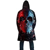 YAOJIA 3D Horror Skull Digital Printing Male Taxi Cashmere Windbreaker Coat Big Men Windbreaker Tide (Color : T, Size : 2XL)