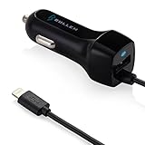 iPhone 6s Car Charger, Bullem Lightning Coiled Car Charger Adapter for iPhone 6/6s 6 Plus with extra 2.1A High Speed USB port, Black