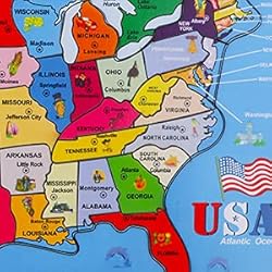 Garlictoys 46 Pieces USA Map-The Learn Puzzle
