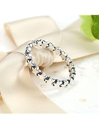 Presentski - Anillo de plata de ley 925 con diseño de estrella, apilable