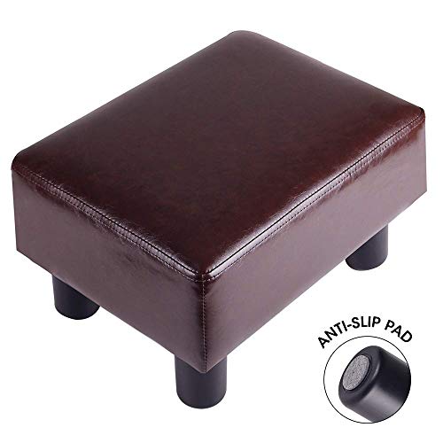 TOUCHRICH Small Foot Rest Stool Rectangle Modern PU Faux Leather