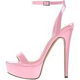 onlymakerheels Platform Stiletto High Heels for Women, Round Open Toe Ankle Strap Sexy Heeled Sandals for Wedding Party Dress