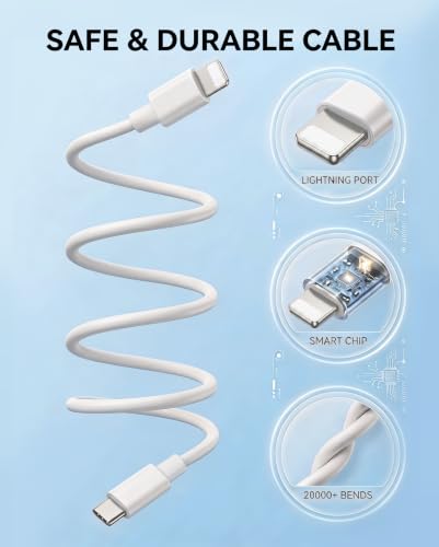 30W USB C Fast Charging Charger [MFi Certified] for iPhone 14/13/12/11 Pro Max with Lightning Cable 2M, USB C Charger AC Plug Adapter with USBC Cable for iPhone X/8/7/6, iPad Pro/Air/Mini