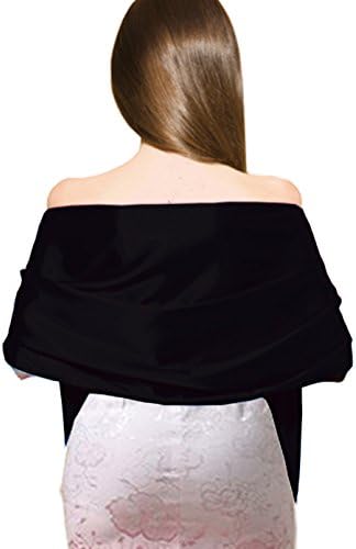 LHY Costumes Satin Shawl Wrap For Wedding/Evening Party (Two Layers) (Black)