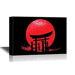 Japanese Culture Canvas Wall Art - Torii The Traditional Japanese Gate - Gallery Wrap Modern Home Art | Ready to Hang - 12x18 inches