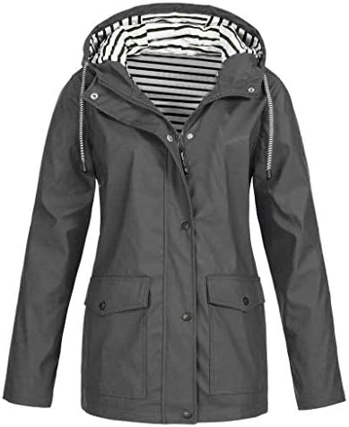 iFOMO Raincoats Waterproof Rain Jacket Lightweight Travel Active Outdoor Hooded Women's Trench Coats US Size 6-20