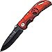 Elk Ridge - Outdoors Folding Knife - 3.75-in Black Stainless Steel Blade, Red Orange Camo Coated Black Aluminum Handle, Pocket Clip - EDEC, Hunting, Camping, Survival - ER-134RCB