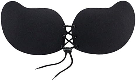Melldci Women's Reusable Backless Strapless Invisible Push up Mango Cup Adhesive Bra Black A