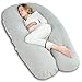 AngQi 65-inch Full Body Support Pillow with Washable Jersey Cover, U Shaped Pregnancy Pillow Maternity Pillow, Gray