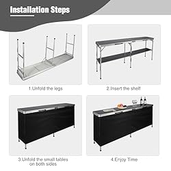 REDCAMP Extra Long Portable Bar Table, Pop-Up
