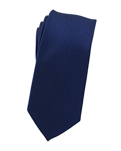 Levao Solid Color Skinny Ties - Multiple Colors Formal Neckties Navy Blue 6cm