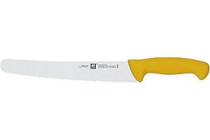 ZWILLING Twin Master 9.5" Bread Knife with Scalloped Edge | 57 Rockwell Hardness | Ergonomic Non-Slip Synthetic Resin Yellow 
