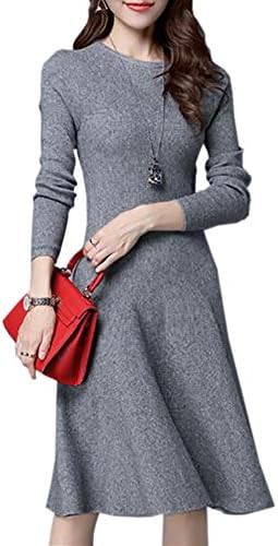 MYQBfebut 2017 Winter thicken knitted Dress Women New O-Neck Long Sleeve solid high elastic warm Sweater Dress