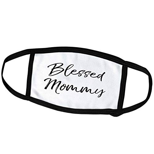 3dRose Face Mask Medium, Blessed Mommy Pretty Cursive Flowy Letters Thankful Mo…