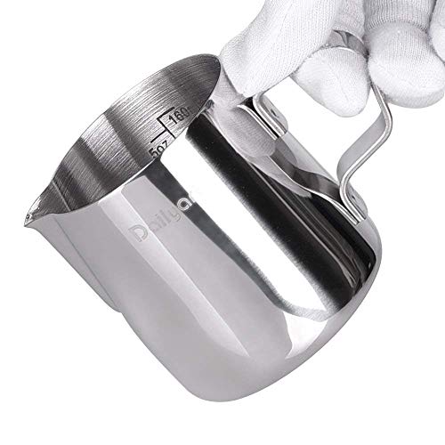 Dailyart Milk Frothing Jug Frothing Pitcher Espresso Steaming Pitcher Barista Tool Coffee Machine Accessory 304 (18/8) Stainless Steel 160ml (7 oz(mini))