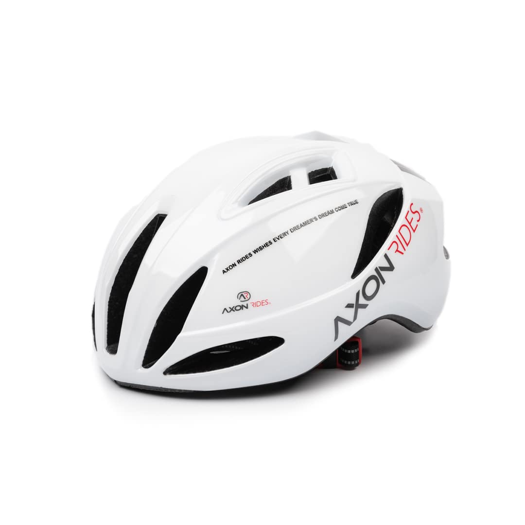 Axon Rides Adult Bike Helmet, Lightweight Stylish Cycling Helmet for Men & Women, One-Size Adjustable with Quick-Release Buckle for E-Bikes, Commuting, Skateboarding & Roller Skating – White