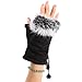 ROPALIA Womens Faux Rabbit Fur Hand Wrist Warmer Fingerless Gloves Winter Glove (One Size, black)