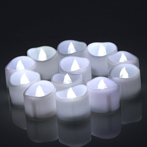 Taonology Flameless LED Tealight Candles with Flickering,Timer for Wedding,Votive Holder,Stocking Stuffers-Pack of 12(Cool White)