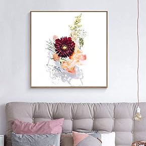 Framed Canvas Wall Art for Living Room, Bedroom Vibrant Flower Illustration VIII Canvas Prints for Home Decoration Ready to Hang - 16x16 inches
