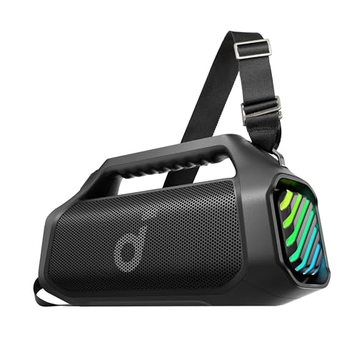 soundcore Boom 2 Pro Outdoor-Lautsprecher, 140 W, 2+2 Kanäle, BassUp 2.0, 20 h, Schnellladung, IP68 Staub- und wasserdicht, RGB-Lichter, USB-C, Powerb