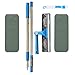 IKU Telescopic Long Window Cleaner Kit Glass Squeegee Cleaning Tool (57 inches) with 180° Squeegee Head, Extension Pole, Microfiber Cloths (2), Groove Brush, for Windows/Shower/Car/Mirror (Blue)