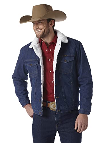 Wrangler Men's Cowboy Cut Western Lined Denim Jacket, Denim/Sherpa, X-Large