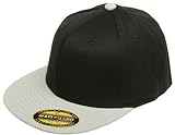Original Blank Flexfit Flatbill Premium Fitted 210 Hat Cap Flex Fit Flat Bill Two Tone Large/Xlarge - Black/Grey