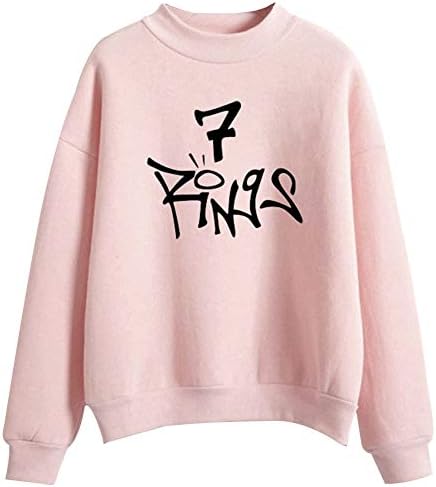 918coshiert Women's Ariana Grande 7 Rings Sweatshirt Music Fans Pullover Fashion Tops