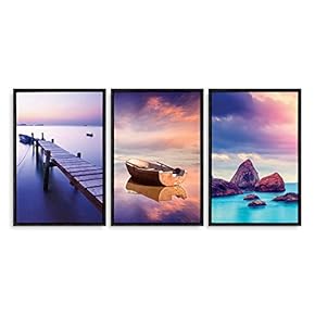 3 Piece Framed Canvas Home Artwork Decoration Go Sailing Canvas Wall Art for Living Room, Bedroom - 16"x24"x3 Panels