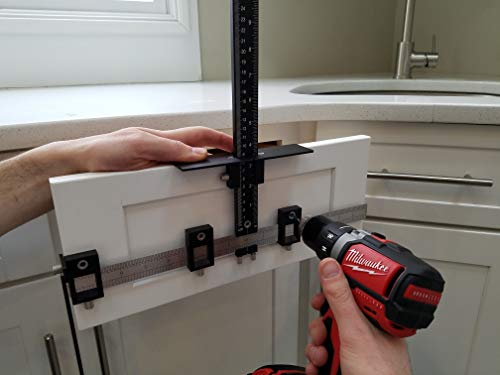Valiant Cabinet Hardware Jig | Drawer Knobs and Pulls Template Tool for Drilling Holes on Wood | Adjustable Drill Guide Tools for Doweling, Boring and Mounting Door Handles | Made from Aluminum Alloy