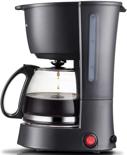 Drip Coffee Maker 650ml, 6 Cup Coffee Maker with Glass Carafe, Reusable Filter Coffee Maker, Auto Shut Off & Keep Warm Function, Compact Coffee Maker Machine 650W, Black