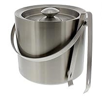 Stainless Steel Ice Bucket With Tongs - Silver Barware Serveware for Parties Events Gatherings - 7.5