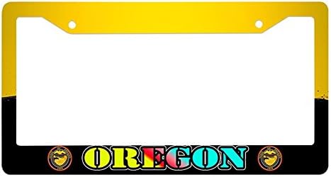 Nuoyizo Oregon License Plate Frame Print Auto Tag Frame Plastic License Plate Cover With Two Holes And Two Chrome Screw Caps