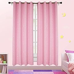 ZJXSNEH Shiny Silver Star Moon Blackout Curtains