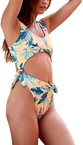 Sexybody Women's Tankini Leaf Printing High Cut Bikini Swimsuit One Piece Bathing Suit