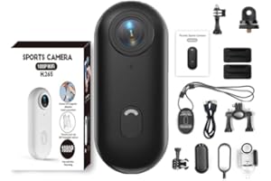 256G 4K POV Hd Wearable Thumb Action Camera, Motorcycle/Cycling Helmet Camera with Magnetic Clip, 120°Wide-Angle,360° Rotatio