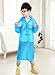 AIRCEE Age 6~12 Kids Hooded Jacket Rain Poncho Raincoat Cover Long Rainwear (Blue)