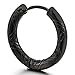 Stainless Steel Black Grooved Circle Huggie Hinged Hoop Earrings for Men Women, 2pcs
