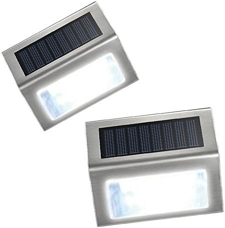 Solar Steps Lights - Sunklly Stainless Steel LED Lamp for Walkway,Stairs,Yard ( White Light, Pack of 2 )