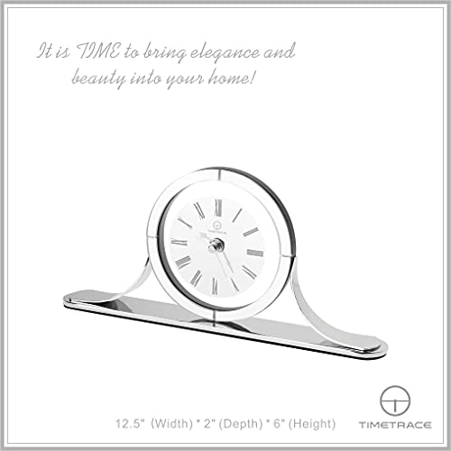 Timetrace Modern Glass Mantel Clock, Desk Clock, Mantel Clock for