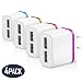 USB Charger, 4-Pack Certified 2.1A 2-Port USB Wall Charger Portable Travel Power Adapter for X 8/7/6 Plus SE/5S/4S, Galaxy S7 S6, HTC, LG, Table, Motorola and More
