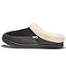 NewDenBer Men's Warm Memory Foam Suede Plush Fleece Lined Slip on Indoor Outdoor Clog House Slippers (10.5-11.5 D(M) US, Black Grey)