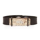 DIESEL Womens ABEST Rusty Metal Effect Worn Look Genuine Leather Bracelet