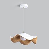 FPLNMRD Modern Simple Resin Lotus Leaf Pendant Lamp Screw Fixture G9 Iron Walnut Grain Bedroom Suitable for Children's Room C