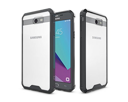 Galaxy J7 V Case / Galaxy J7 Perx Case / Galaxy J7 Sky Pro / Galaxy Halo / J7 2017 Case ARSUE Slim Crystal Clear Transparent Lightweight Shock Absorption Premium Hybrid Protective Cover - Black