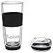 Tupkee Double Wall All Glass Tumbler - 14-Ounce, Reusable Insulated Tea/Coffee Mug & Lid, Hand Blown Glass Travel Mug - Black - 2 Pack