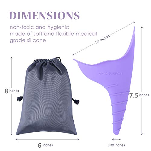 v cool livat Travel Female Urination Device 2 Pack Reusable Silicone