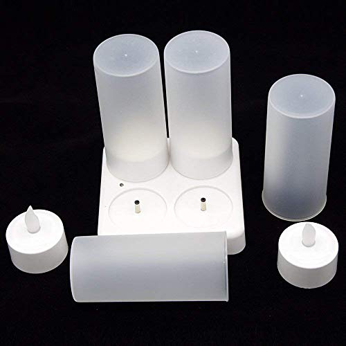 EuroFone kunststof led-kaarsen, oplaadbare waxinelicht, flikkerend, met oplaadstation, set van 4 (geel) - Afbeelding 6