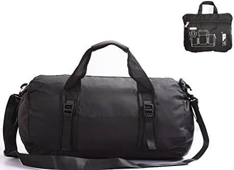 Toodou Foldable Lightweight And Waterproof Gym bag , Duffel Bag, Sports Duffel Bag For Men And Women With Shoulder Strap , 20 Inch (Black)