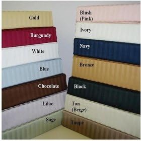800 Thread Count 100% Egyptian Cotton 4pc Sheet Set- Luxury Sateen Stripes (Black, California King) (Blush, California King)